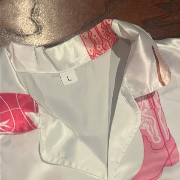 Playful Pink and White Cowboy Boot Pajama Set - Picture 2 of 3